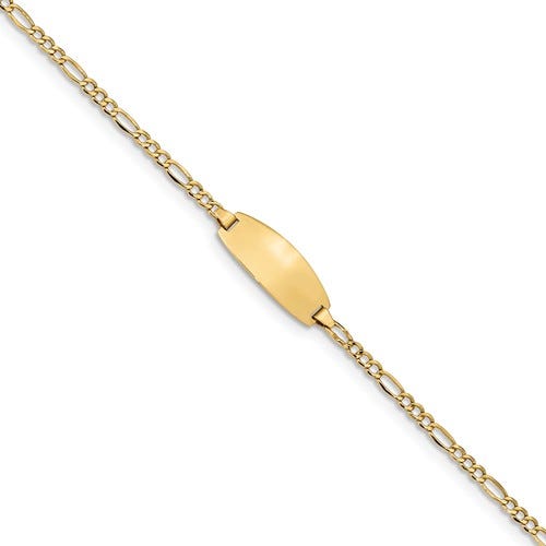 Custom Engraved 14K Gold Children's Figaro Link ID Bracelet