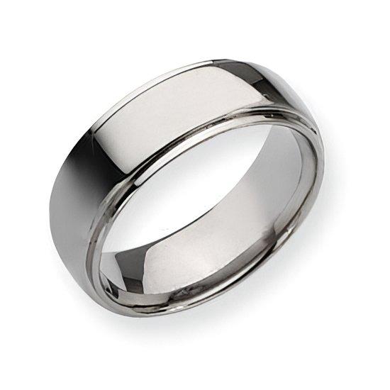 Titanium Polished Ridged Edge Approx. 0.31 Inch Wedding Band