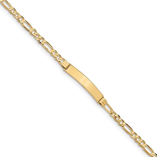 Custom Engraved 14K Gold Men's Figaro Link ID Bracelet