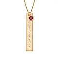 Personalized Vertical Name Necklace with Birthstone Charm and 18" Chain