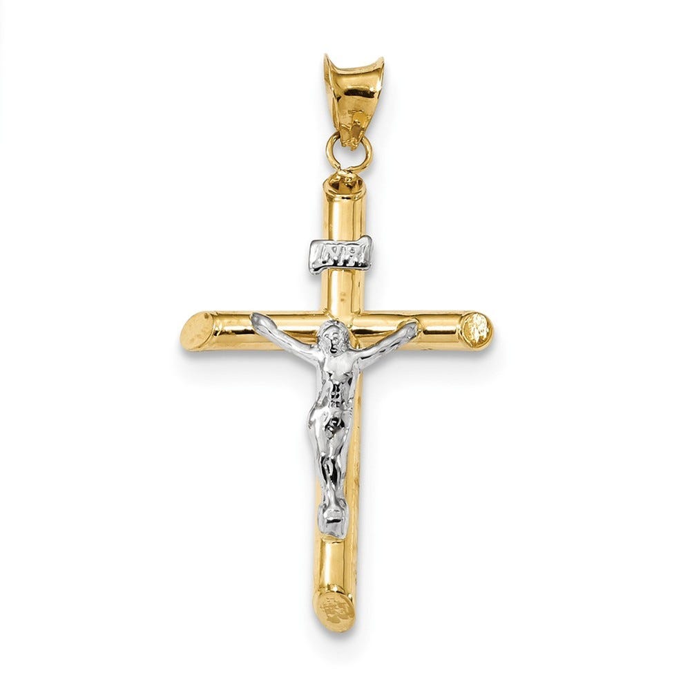 Two Tone Polished Jesus Crucifix Pendant
