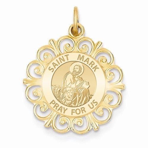Saint Mark Round Filigree Religious Medal