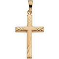 14K Yellow Gold Striped-Arm Cross Pendant