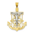 Two-Tone Diamond-Cut Mariner's Cross Pendant