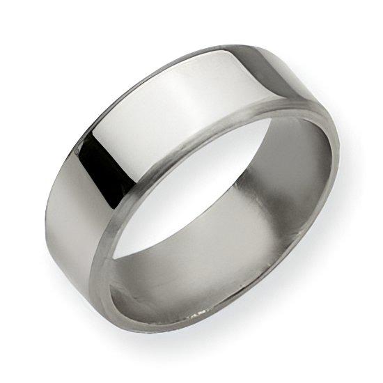 Titanium Beveled Edge Approx. 0.31 Inch Brushed and Polished Wedding Band