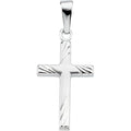 14K Gold Diagonal-Engraved Cross Pendant