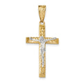 Two Tone Diamond Cut Crucifix Pendant