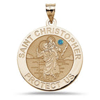 Saint Christopher Round Medal With Birthstone