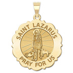 Saint Lazarus Religious Scalloped Round Medal