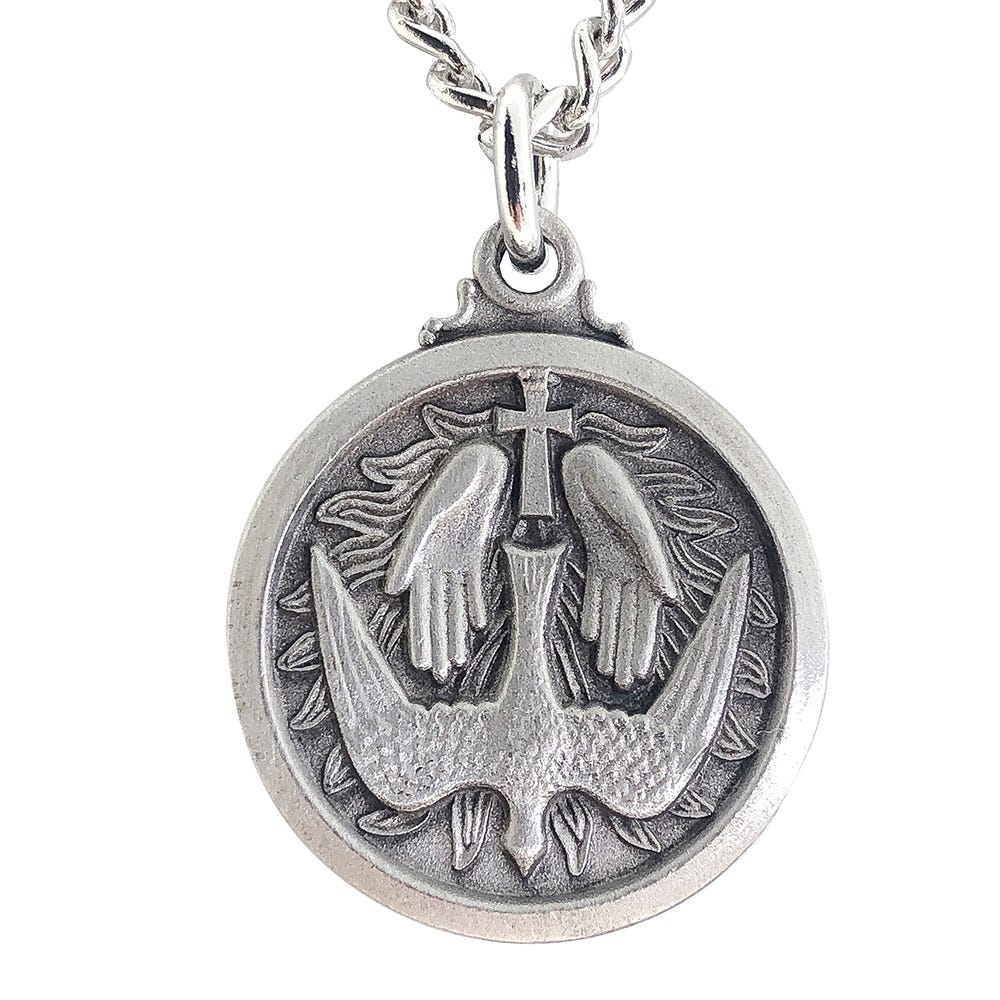 Holy Spirit Medal With 24 Inch Endless Curb Chain
