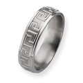 Titanium Greek Key Design Approx. 0.24 Inch Satin and Polished Wedding Band