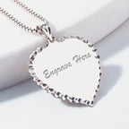 Engravable Scalloped Heart with Diamond Cut Pendant or Charm