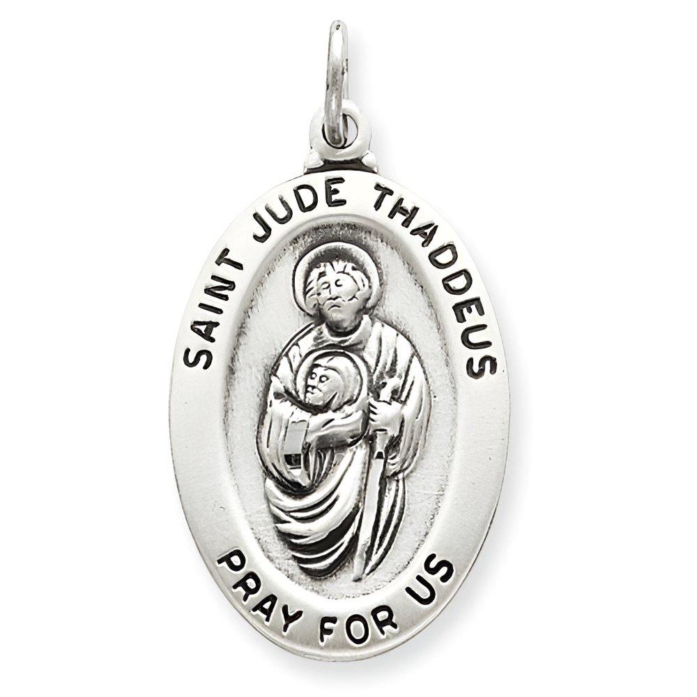 Sterling Silver Saint Jude Antiqued Oval Medal