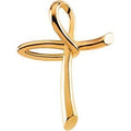 14K Yellow Gold Looped Cross Pendant
