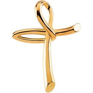 14K Yellow Gold Looped Cross Pendant