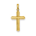 14K Cross Pendant With Striped Border
