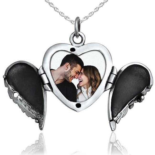 Angel Wing Heart Photo Locket