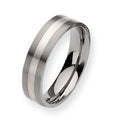 Titanium Sterling Silver Inlay Approx. 0.24 Inch Satin Wedding Band