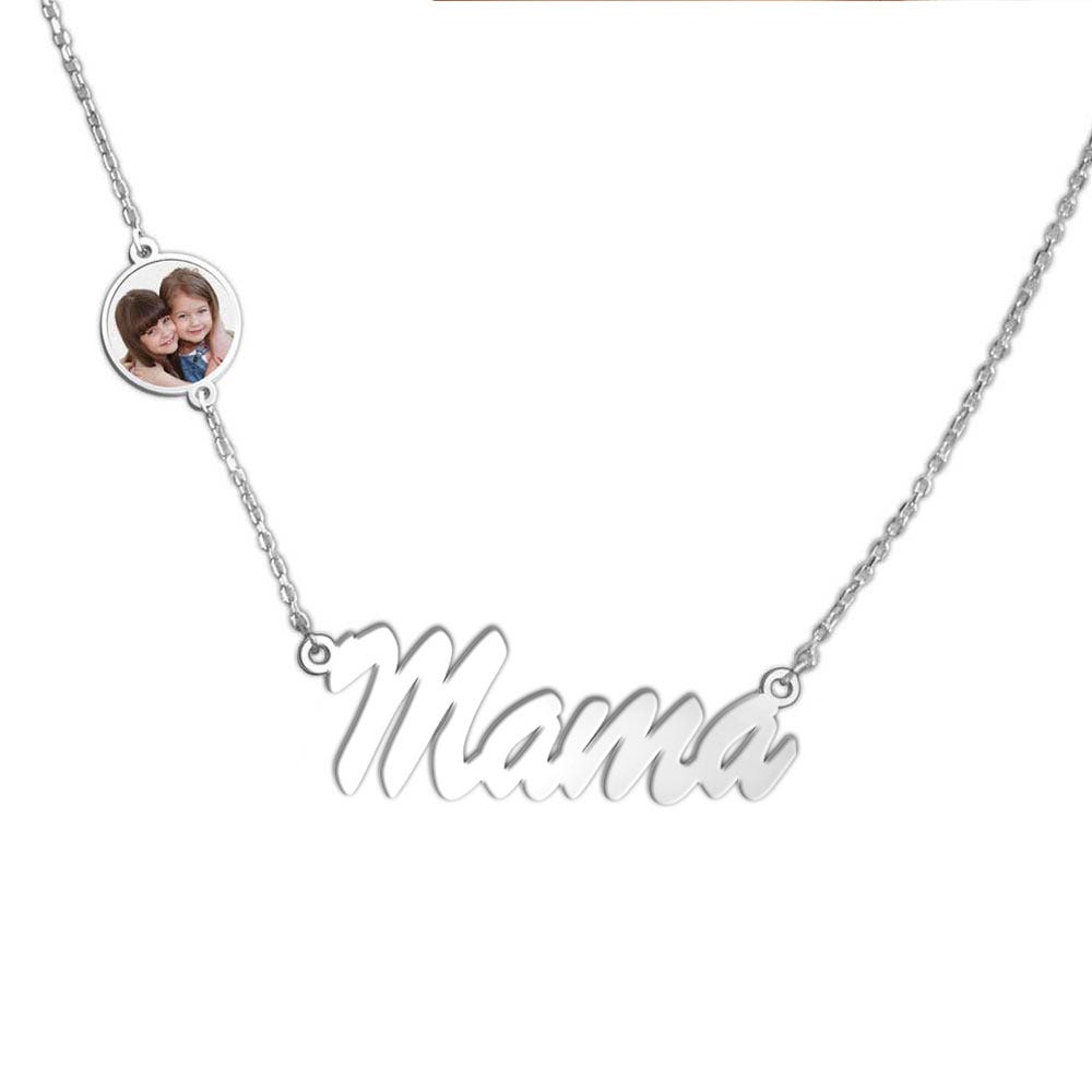 Personalized Mother Name Necklace with Photo Charm