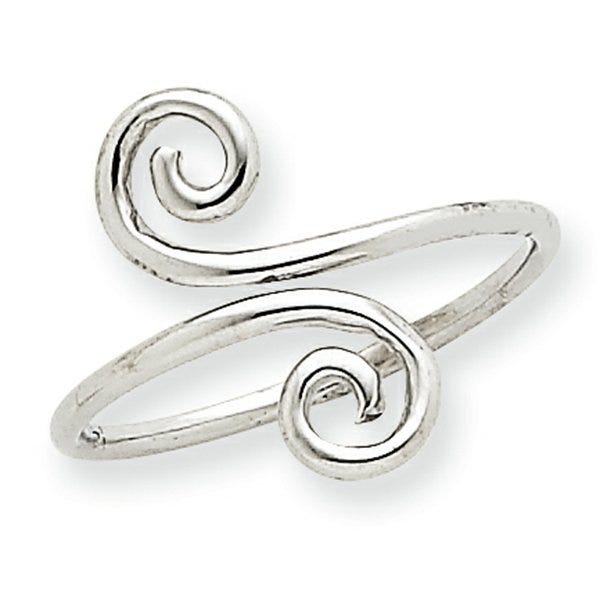 14K White Gold Swirl Toe Ring