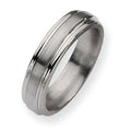 Titanium Grooved Edge Approx. 0.24 Inch Satin and Polished Wedding Band