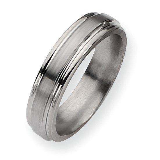 Titanium Grooved Edge Approx. 0.24 Inch Satin and Polished Wedding Band