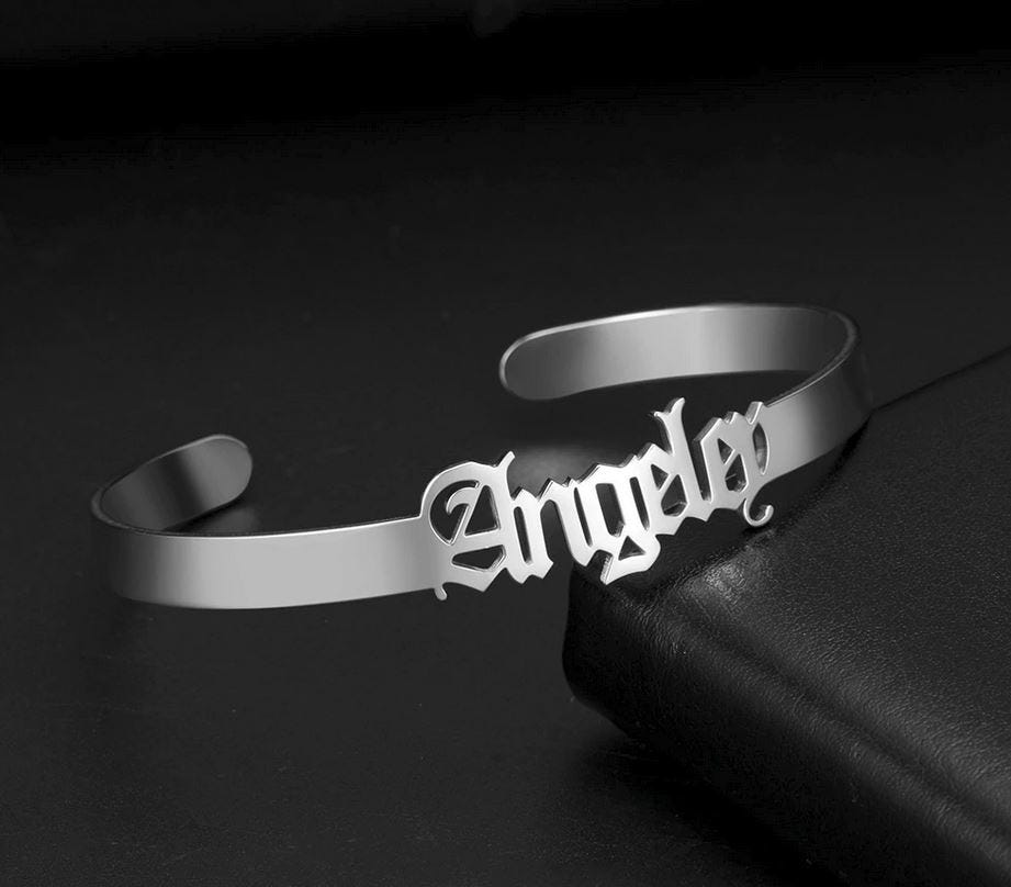 Personalized Name or Word Bangle Bracelet