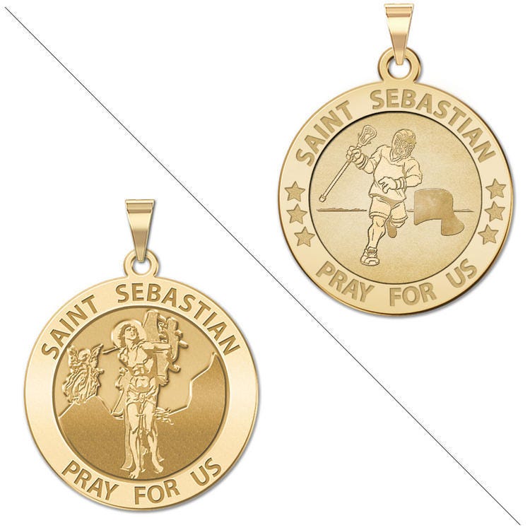 Lacrosse - Saint Sebastian Doubledside Sports Religious Medal