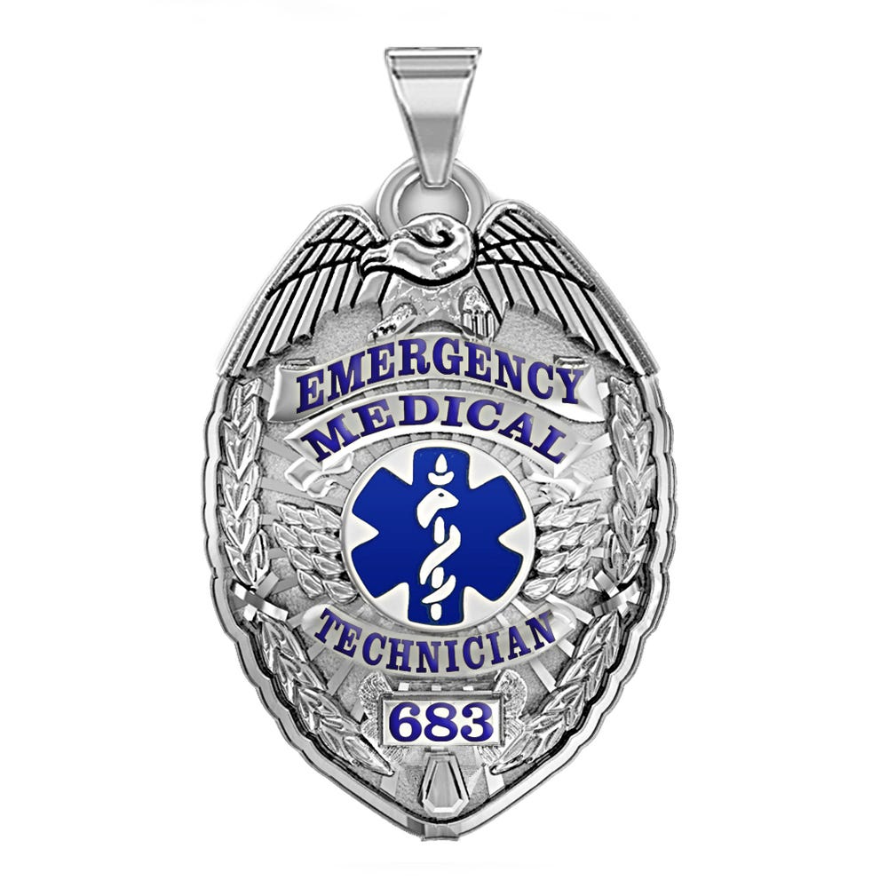 Personalized Emt Badge with Your Badge Number and Blue Enamel