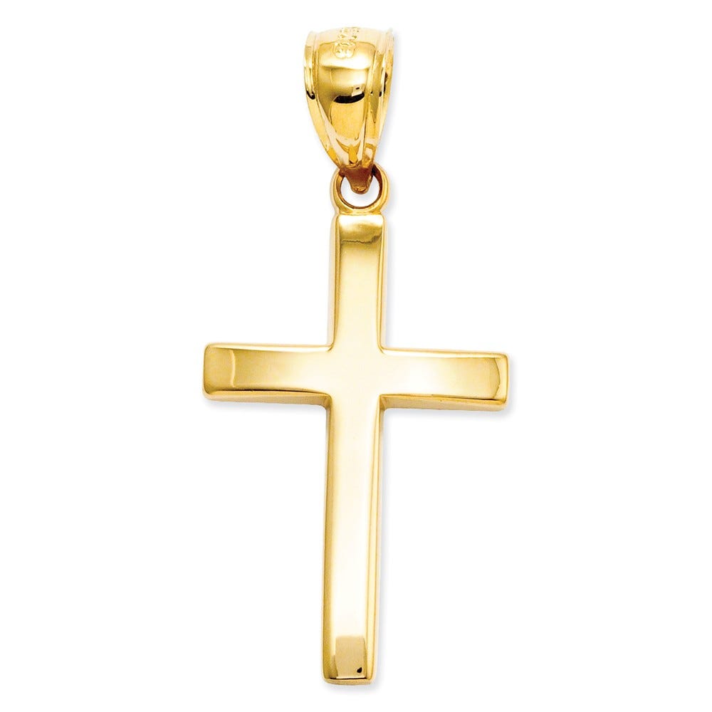 14K Gold Polished Cross Charm