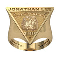 Personalized Triangle Shape State Police Badge Ring with Number & Name