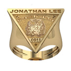 Personalized Triangle Shape State Police Badge Ring with Number & Name