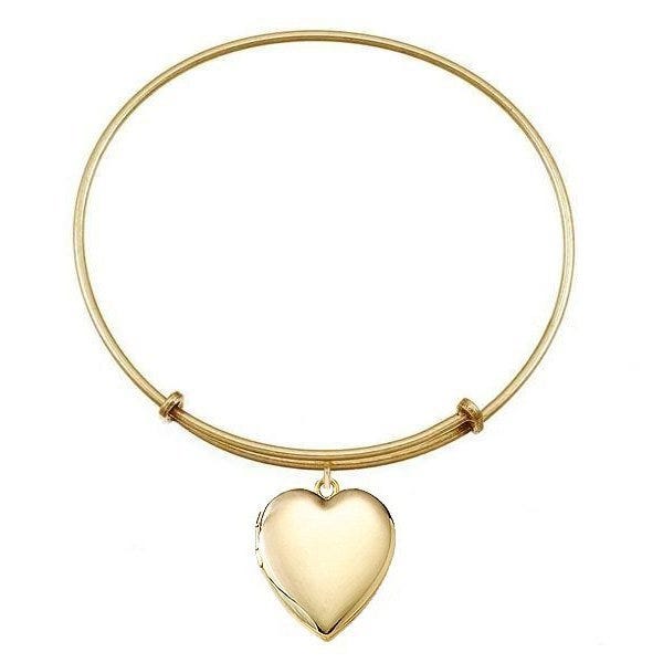14K Gold Filled Heart Photo Locket With Expandable Bracelet