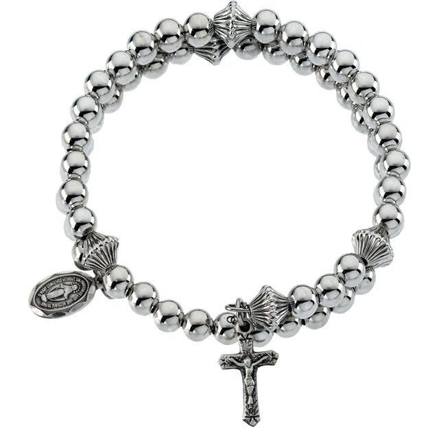 Sterling Silver Beaded Wrap Rosary