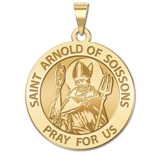 Saint Arnold Of Soissons Round Religious Medal