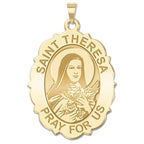 Saint Theresa - Scalloped Oval Religious Medal