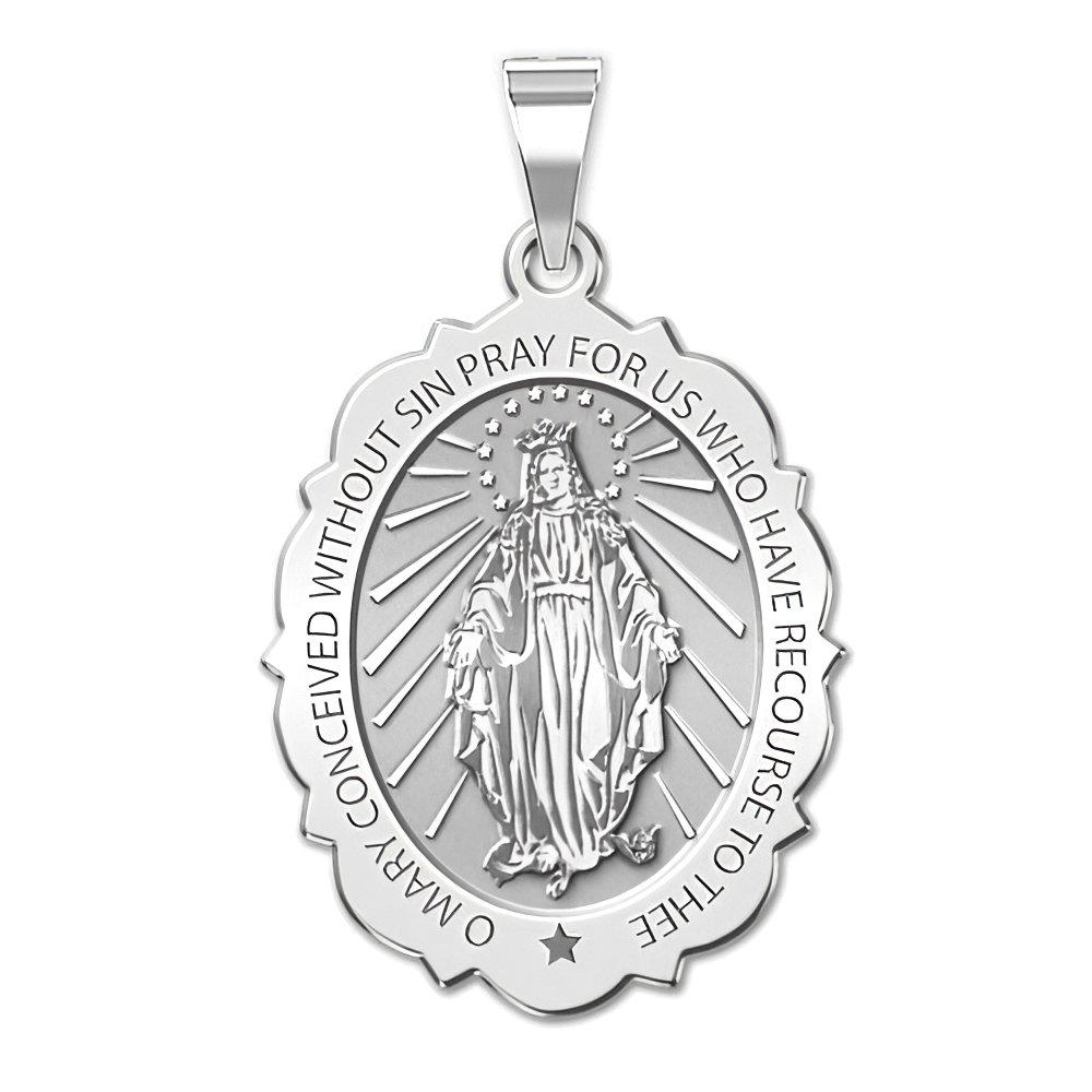 Miraculous Medal Scalloped Oval
