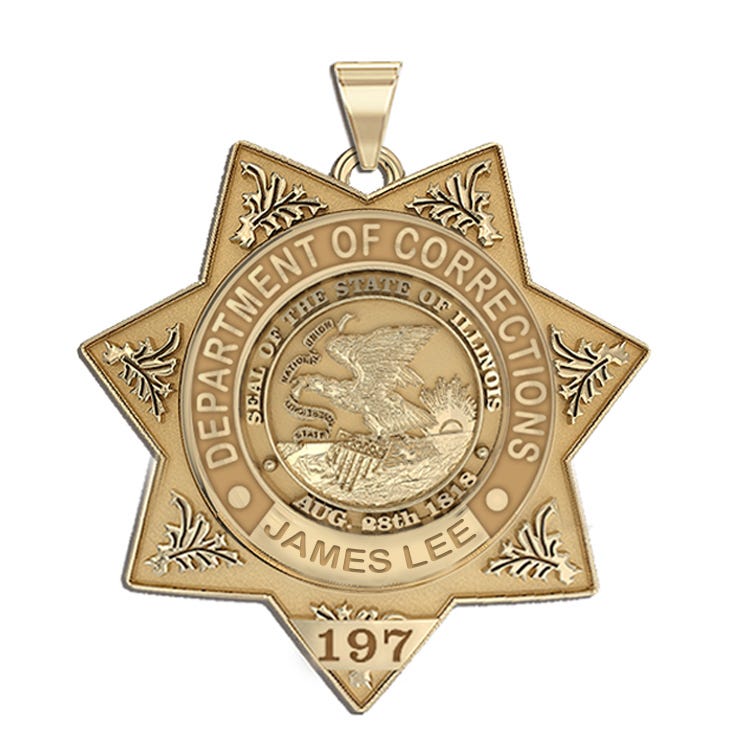 Personalized Correction Officer Badge Necklace or Charm - Shape 1