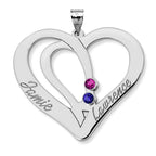 Personalized Couple's Heart Pendant with Birthstones
