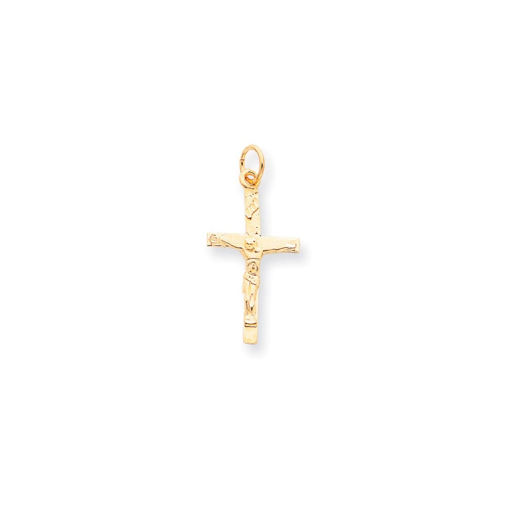 10K Solid Polished Crucifix Pendant