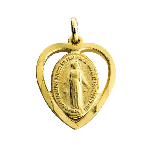Heart Cutout Miraculous Medal Pendant