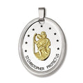 Joyas Alternativas Sterling Silver Saint Christopher With 18K Gold Plate Oval Religious Medal
