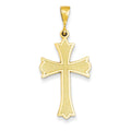 14K Fleur De Lis Textured-Arms Cross Pendant
