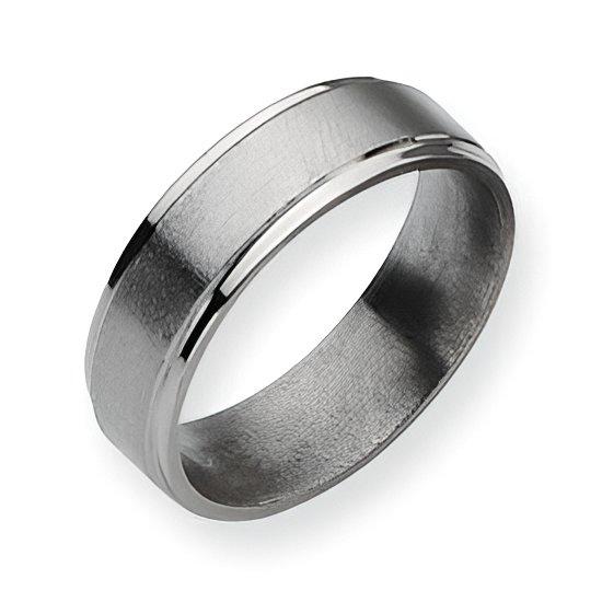 Titanium Ridged Edge Approx. 0.24 Inch Brushed and Polished Wedding Band