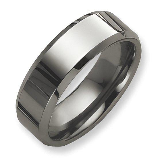Tungsten Beveled Edge Flat Approx. 0.31 Inch Polished Wedding Band