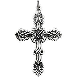 Sterling Silver Ornate Scrollwork Cross Pendant