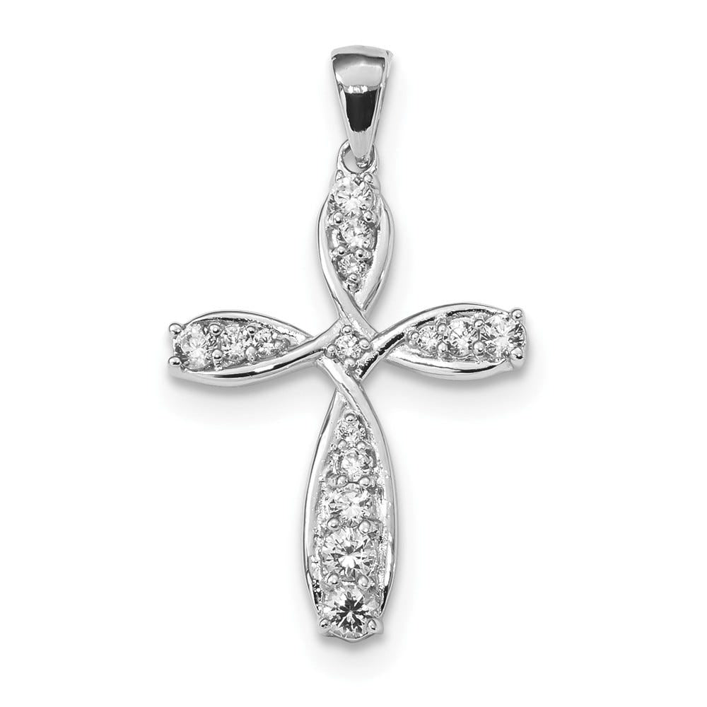 Sterling Silver Cz Cross Pendant