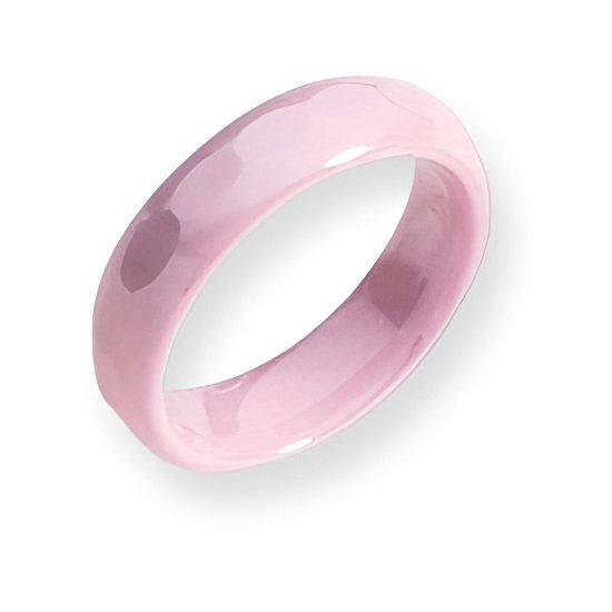 Ceramic Pink Faceted Approx. 0.22 Inch Polished Wedding Band