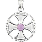 Genuine Amethyst Maltese Rope Cross