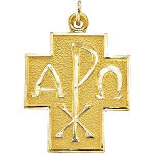 14K Yellow Gold Alpha And Omega Cross
